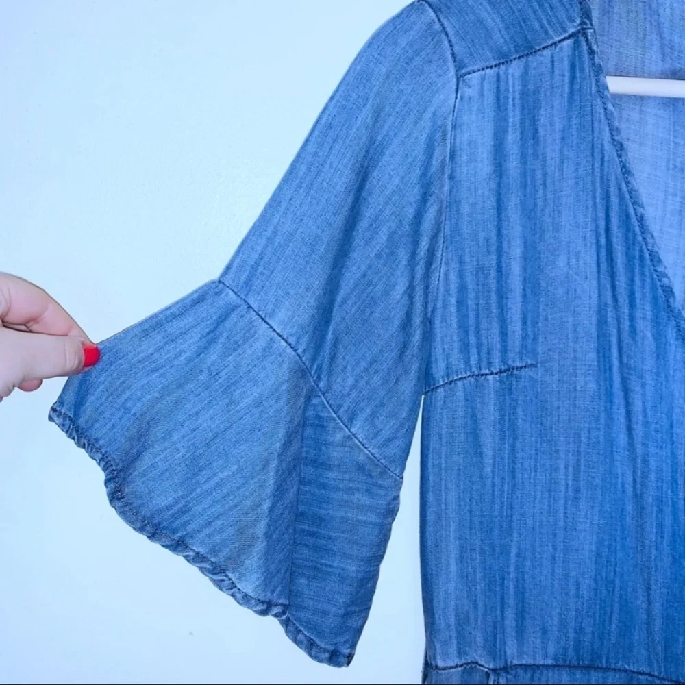 NWT 4our Dreamers Denim Cropped Wide Leg Jumpsuit